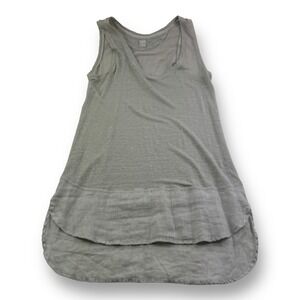 120% Lino Gray Lightweight Linen Tank Top Womens Size Large L